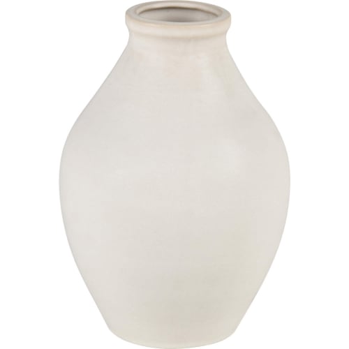 Faye 10"H Vase in White Earthenware