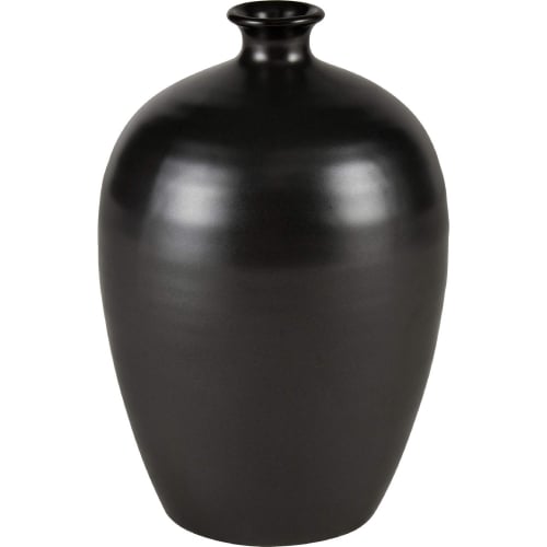 Faye 12"H Vase in Black Earthenware