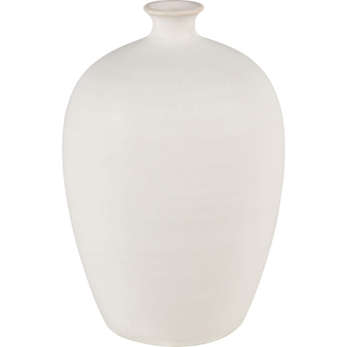 Faye 12"H Vase in White Earthenware