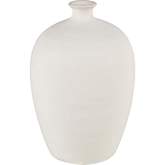 Faye 12"H Vase in White Earthenware