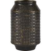 Armil 10"H Vase in Black Iron w/ Gold Fleck