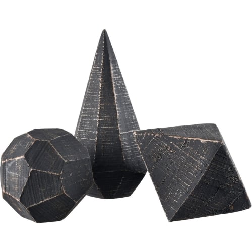 Copas Decorative Sculpture in Blackwash Resin (Set of 3)