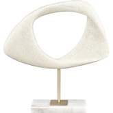 Hodge Sculpture in White Resin, Metal & White Marble