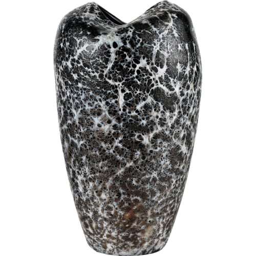 Pedraza Vase in Marbled Black Glass