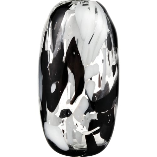 Gisli Vase in Black, White & Clear Glass