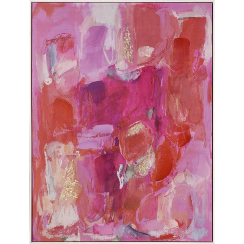 Pink Flush Abstract Framed Wall Art in Pink, Coral, White