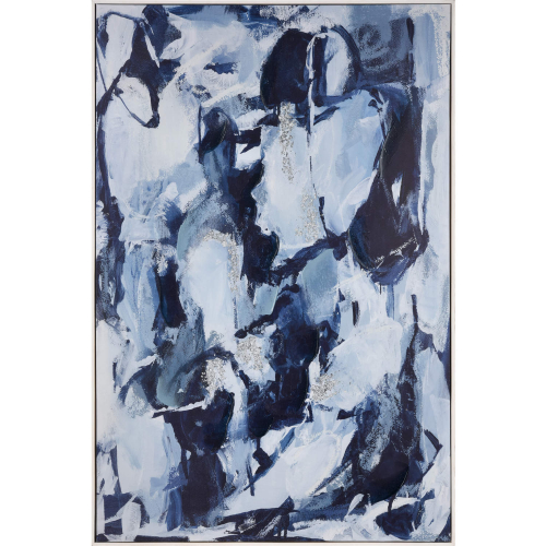 Blue Flush Abstract Framed Wall Art in Blue & Silver