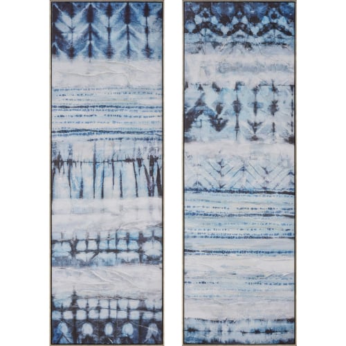 Shibori Framed Wall Art in Blue Canvas (Set of 2)