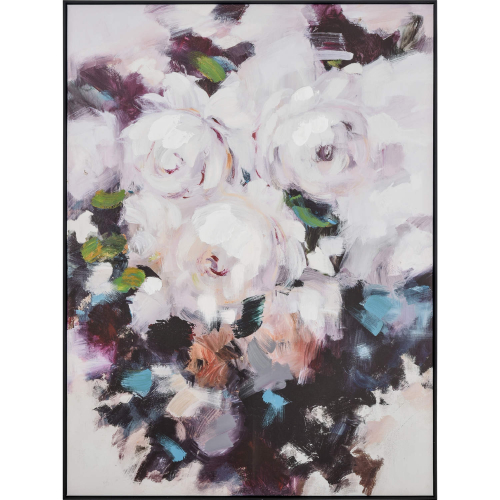 Peony Abstract Framed Wall Art in White, Purple, Black