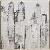 Urban Mist Abstract Framed Wall Art in Off White, Gray, & Wood