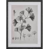 Ginkgo Botanic Framed Wall Art in Ivory & Black Canvas & Glass