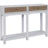 Sawyer Console Table in North Star Blue Wood & Seagrass