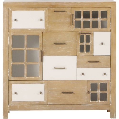 Astrid Cabinet in Antiqued & White Washed Wood & Glass