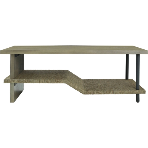 Riverview Coffee Table in Gray Wood, Rope & Metal