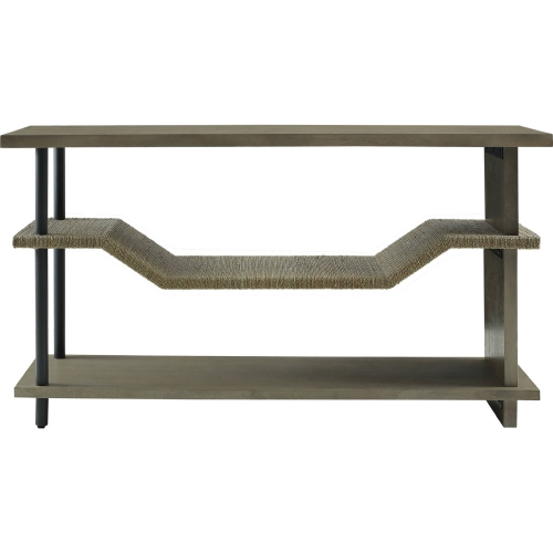 Riverview Console Table in Gray Wood, Rope & Metal