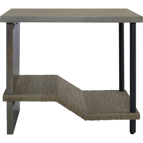 Riverview Accent Side Table in Gray Wood, Rope & Metal