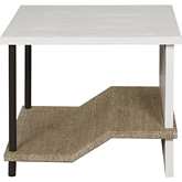 Riverview Accent Side Table in White Wood, Rope & Metal