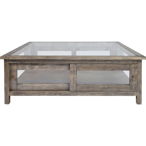 Ostendo Coffee Table in Gray Wood & Glass