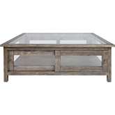 Ostendo Coffee Table in Gray Wood & Glass