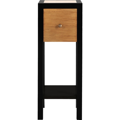 Renwood Accent Side Table in Wood & Black