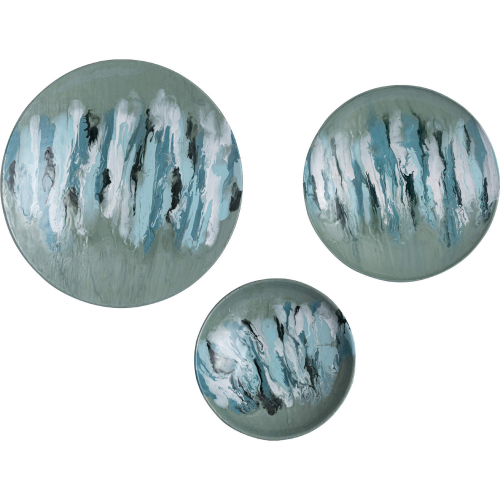 Spindrift Dimensional Wall Art in Seafoam Green Enamel & Nickel (Set of 3)