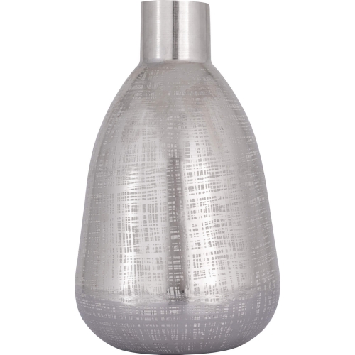 Bourne 16"H Vase in Polished Silver Iron