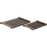 Brookwood Tray in Black Mago Wood & Brass Iron (Set of 2)