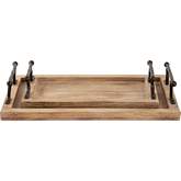 Ellwood Tray in Mango Wood & Black Iron (Set of 2)