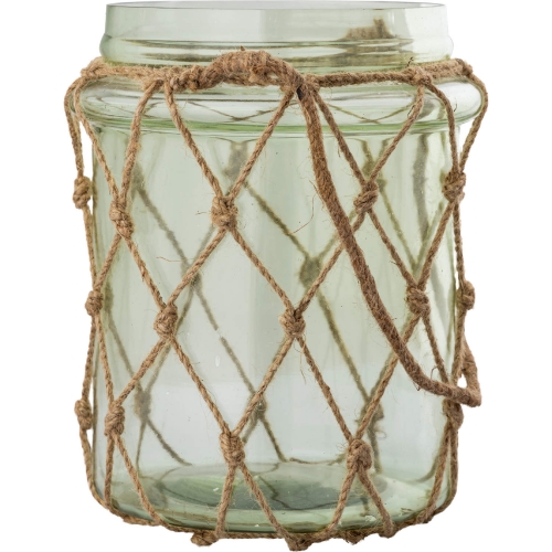 Sea Garden Vase in Green Glass & Jute