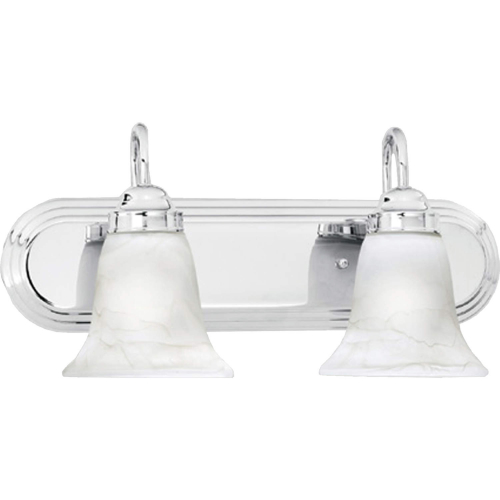 Homestead 18"W 2 Light Vanity Light in Chrome & White Glass