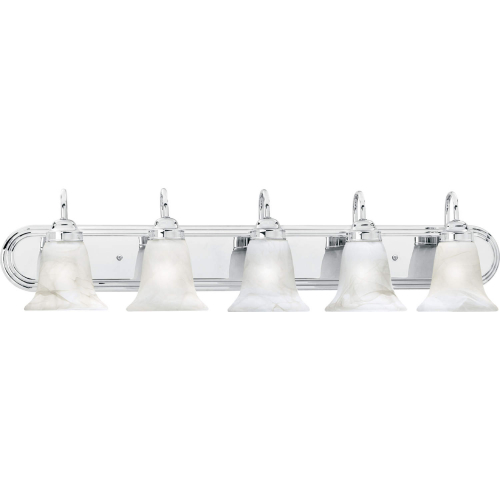 Homestead 36"W 5 Light Vanity Light in Chrome & Frosted Glass