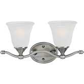 Harmony 16"W 2 Light Vanity Light in Satin Pewter & White Glass