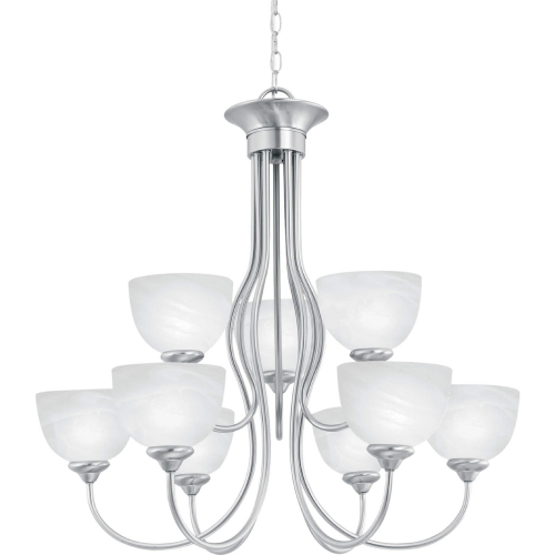 Tahoe 30"W 9 Light Chandelier in Brushed Nickel & White Frosted Glass