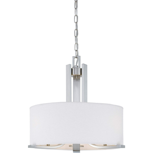 Pendenza 20"W 3 Light Chandelier in Brushed Nickel & White Frosted Glass