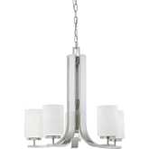 Pendenza 23.5"W 5 Light Chandelier in Brushed Nickel & White Frosted Glass