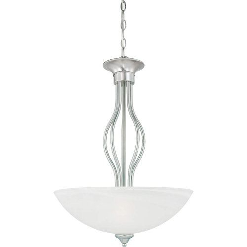 Tahoe 20"W 3 Light Pendant in Brushed Nickel & White Frosted Glass