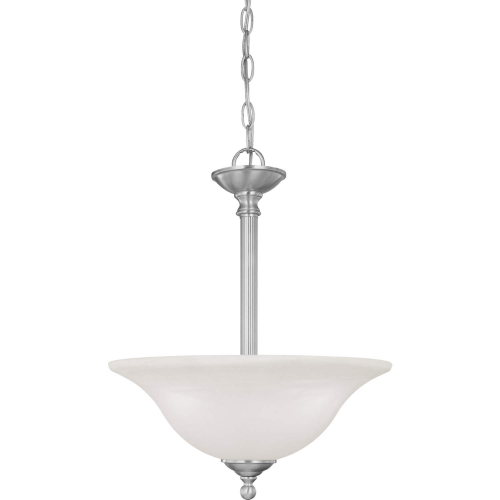 Riva 16"W 3 Light Pendant in Brushed Nickel & White Alabaster Glass