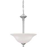 Riva 16"W 3 Light Pendant in Brushed Nickel & White Alabaster Glass