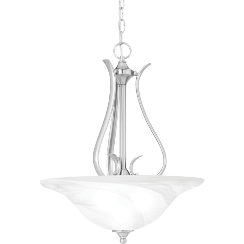 Prestige 18"W 3 Light Pendant in Brushed Nickel & White Alabaster Glass