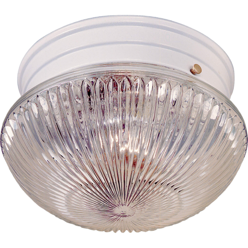 Ceiling Essentials 10"W 2 Light Flush Mount in White & Clear Ribbed Glass