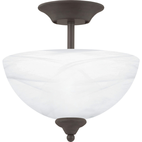 Tahoe 11.75"W 2 Light Semi Flush Mount in Brown & White Glass