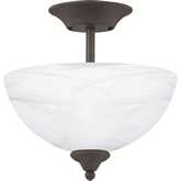 Tahoe 11.75"W 2 Light Semi Flush Mount in Brown & White Glass