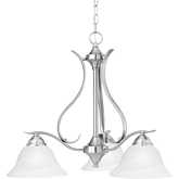 Prestige 26.5"W 3 Light Chandelier in Brushed Nickel & White Alabaster Glass