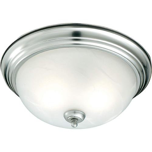 Ceiling Essentials 12"W 1 Light Flush Mount in Brushed Nickel & White Glass