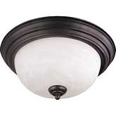 Tahoe 14"W 2 Light Flush Mount in Painted Bronze & White Alabaster Glass