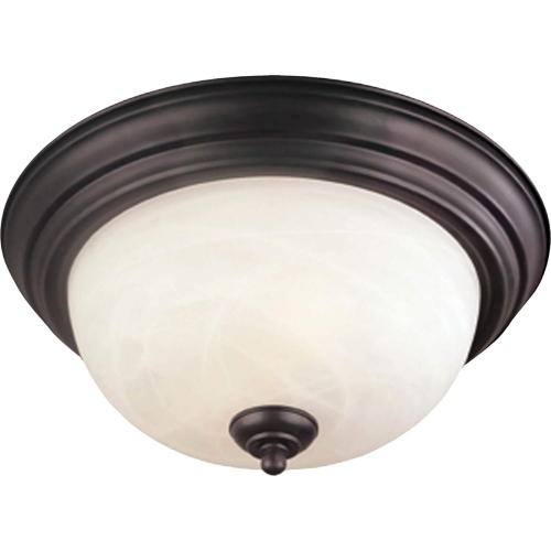 Harmony 14"W 2 Light Flush Mount in Painted Bronze & White Glass