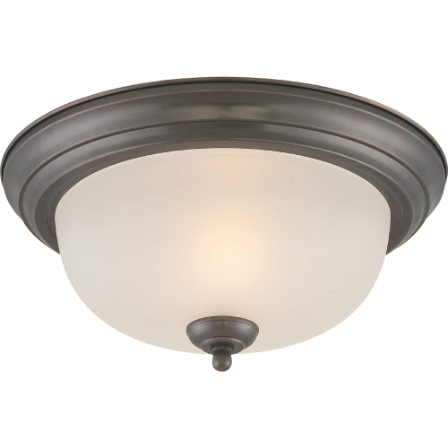 Ceiling Essentials 12"W 1 Light Flush Mount in Painted Bronze & White Glass