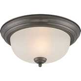 Ceiling Essentials 12"W 1 Light Flush Mount in Painted Bronze & White Glass