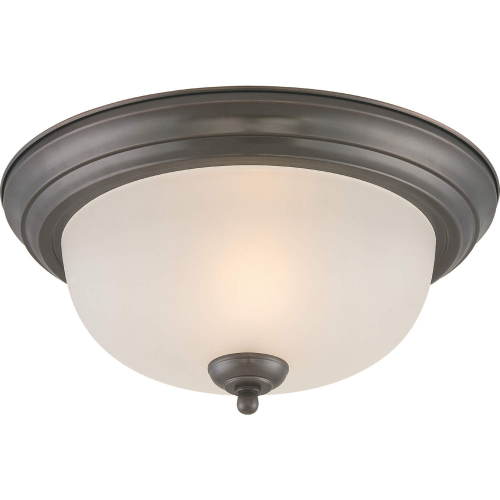 Pendenza 13.25"W 2 Light Flush Mount in Oiled Bronze & White Glass