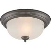 Pendenza 13.25"W 2 Light Flush Mount in Oiled Bronze & White Glass